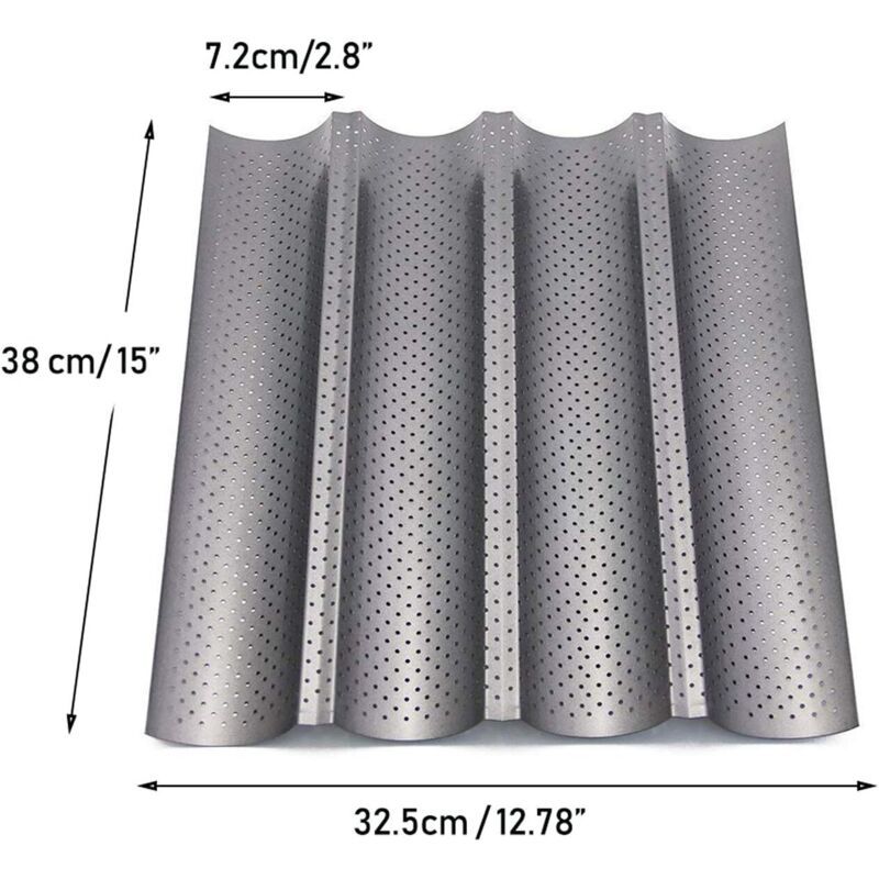 Perforated Non Stick Baguette Baking Tray Mold for 4 Baguettes