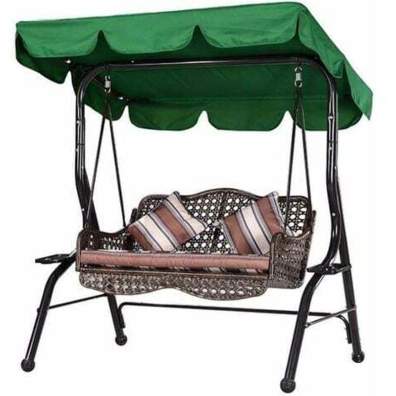 Green 210D Waterproof Garden Swing Canopy Replacement Anti UV Three Seat, 195 x 125 x 15 cm