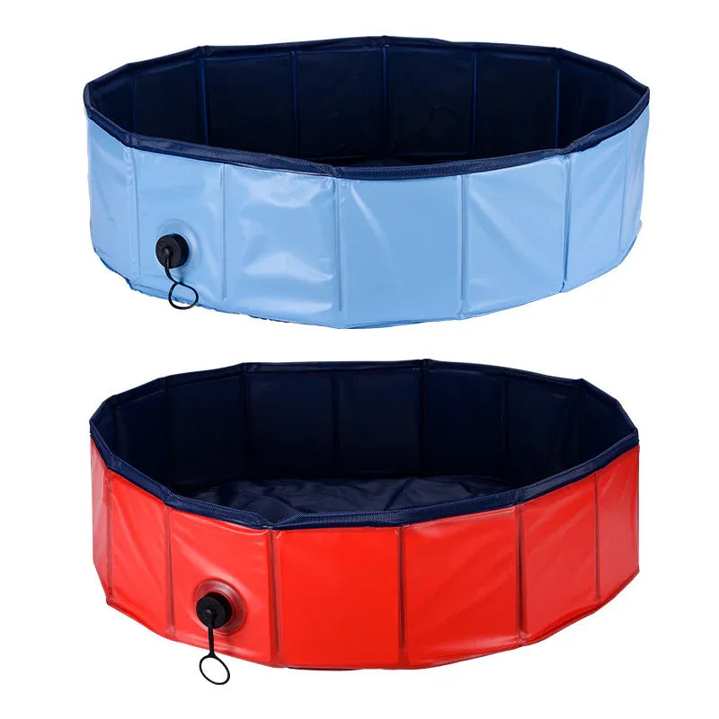 Foldable Dog Pet Pool Bathtub, Red, S