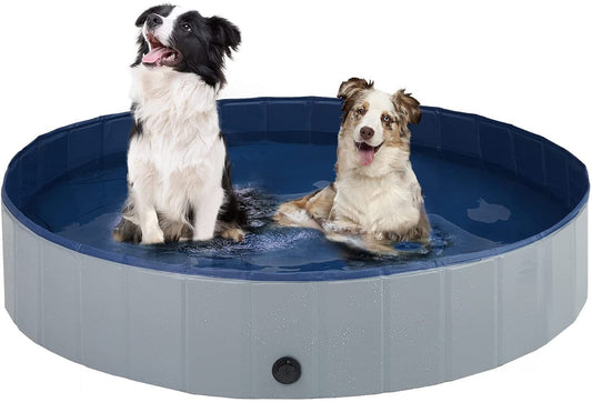 Foldable Dog Pet Pool Bathtub, Gray, L