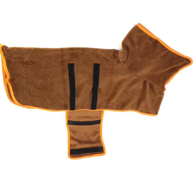 Dog Bathrobe Microfiber Absorbent Drying Coat, Brown, S