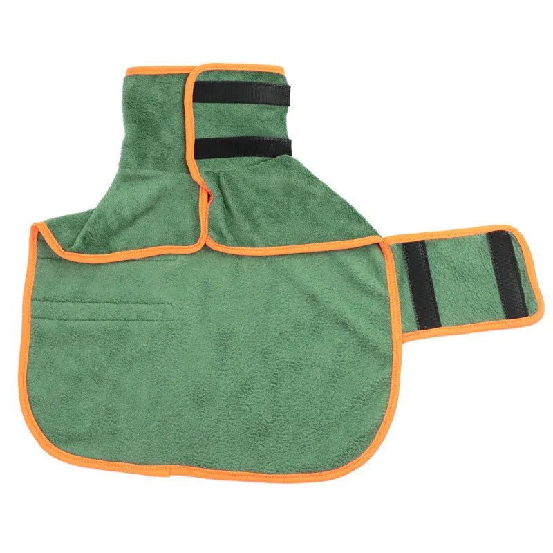 Dog Bathrobe Microfiber Absorbent Drying Coat, Green, S