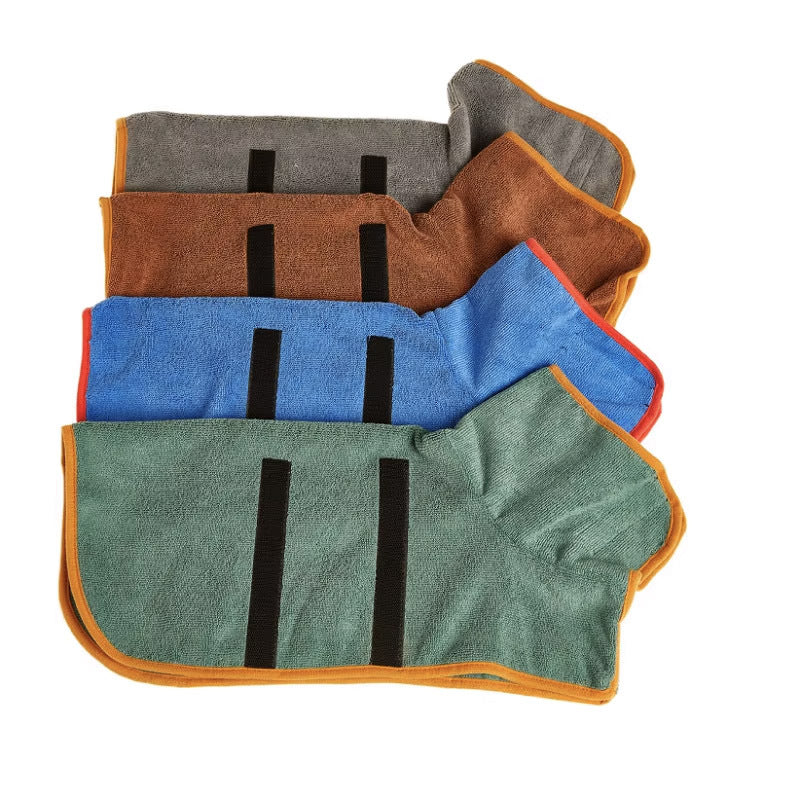 Dog Bathrobe Microfiber Absorbent Drying Coat, Blue, M