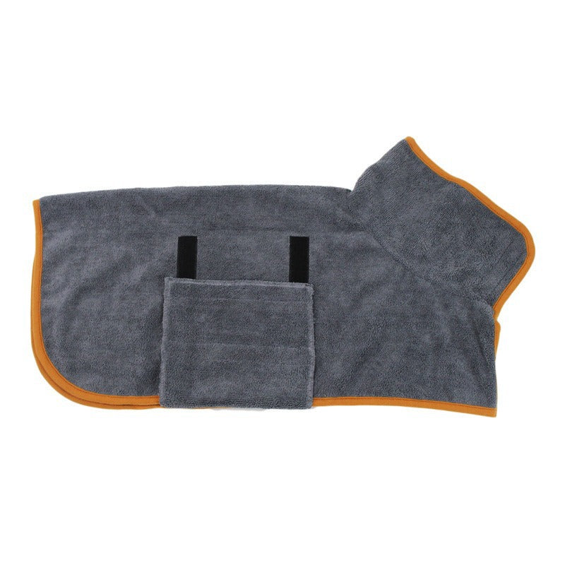 Dog Bathrobe Microfiber Absorbent Drying Coat, Grey, XL