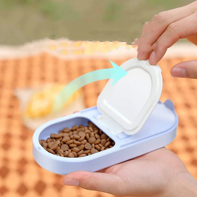 Dog Water Container and Feeder Picnic Accessory, Blue and White