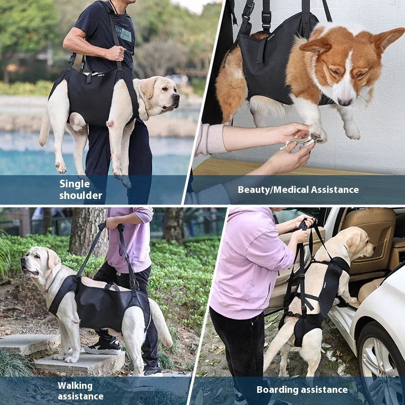 Dog Support Harness Oxford Cloth Mobility Assistance Strap, Black,S