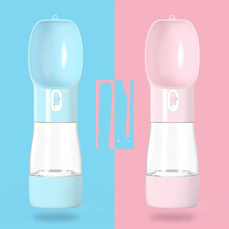 Pet Water Bottle with Integrated Feeder, Green