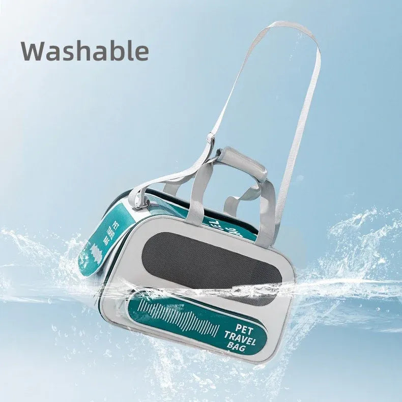 Pet Travel Bag Soft Sided Mesh Carrier Breathable Collapsible, Blue