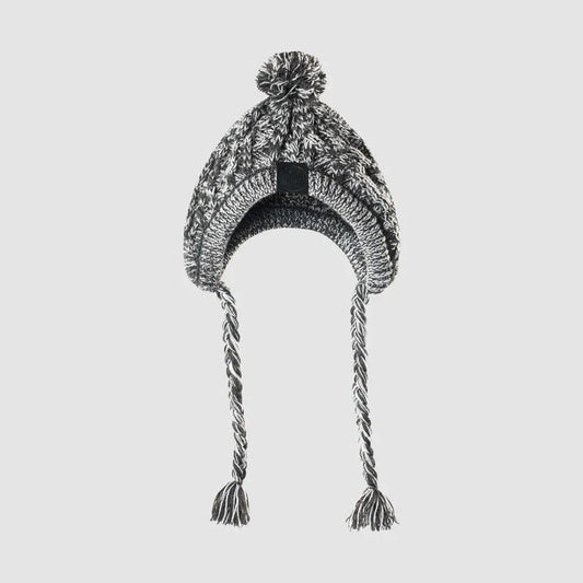 Dog Hat Knitted Windproof Winter Pom Hat, Black, L