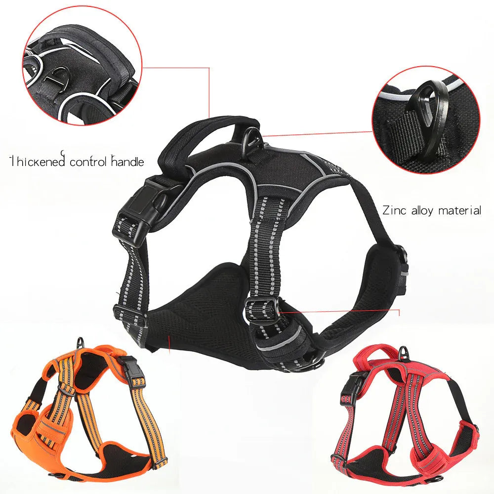 Reflective Pet Vest, Dog Harness, No Pull, Breathable, 1.5-meter tow rope - Blue, XL