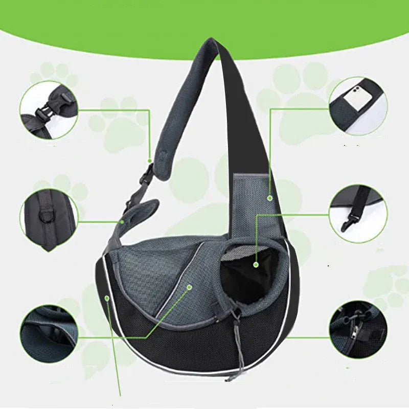 Small Pet Carrier Sling Crossbody Bag for Cats and Dogs, Green, M