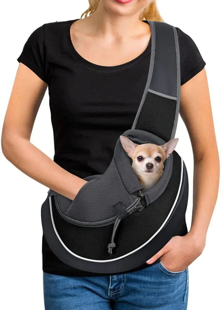 Small Pet Carrier Sling Crossbody Bag for Cats and Dogs, Orange, M