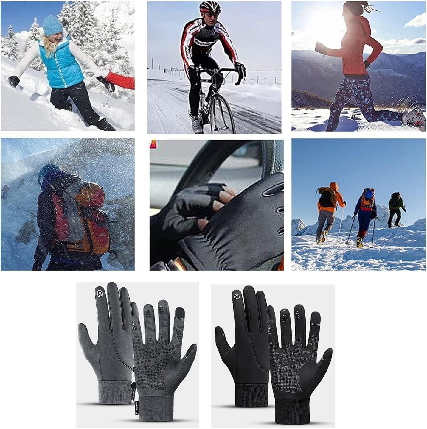 Two-Way Knit Gloves Convertible Between Full-Finger and Fingerless Styles with Touchscreen Fingertips, Colorblock Gloves (Gray + Green)