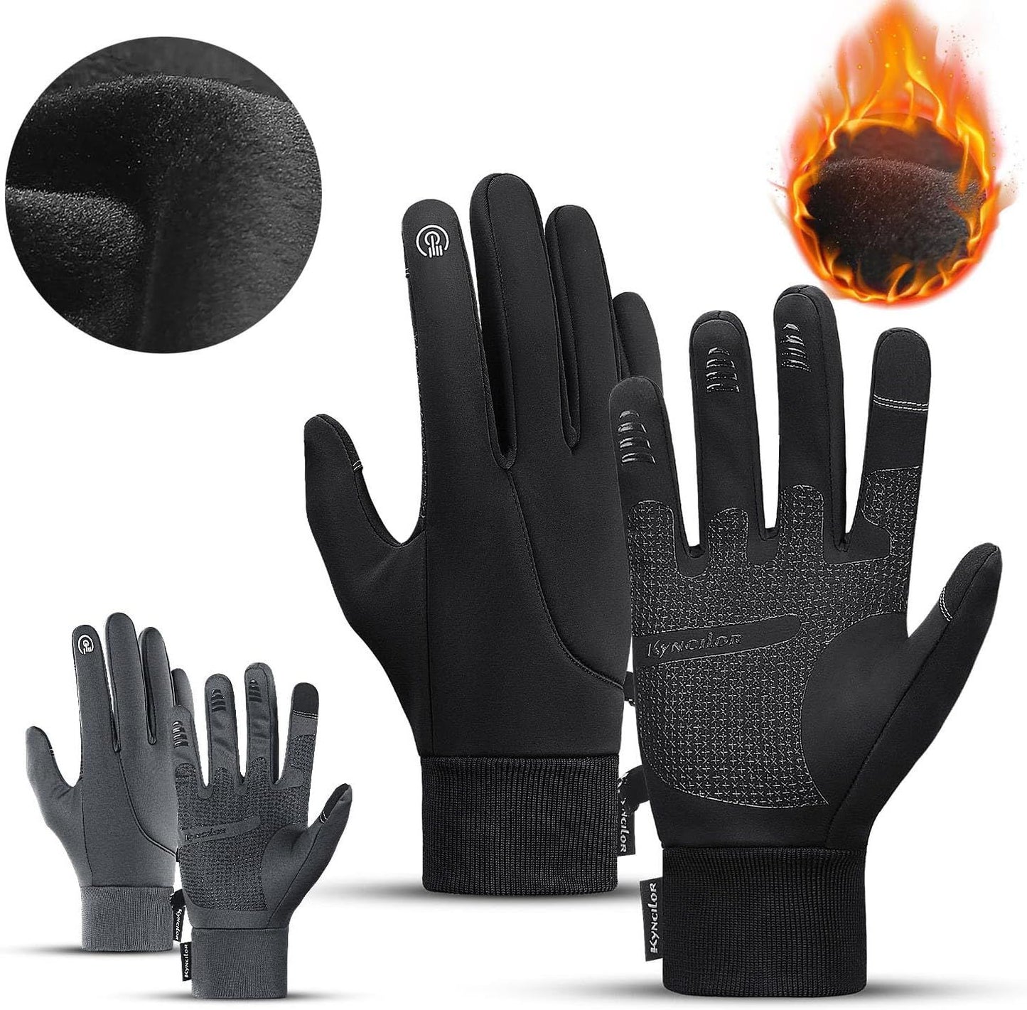 Two-Way Knit Gloves Convertible Between Full-Finger and Fingerless Styles with Touchscreen Fingertips, Colorblock Gloves (Gray + Green)