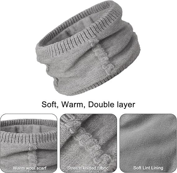 Women's 3-in-1 Winter Set - Hat + Scarf + Gloves - Thermal Reinforced Fleece Lining - Knit Beanie with Pom-Pom - Touchscreen Gloves - For Cold Winter Weather