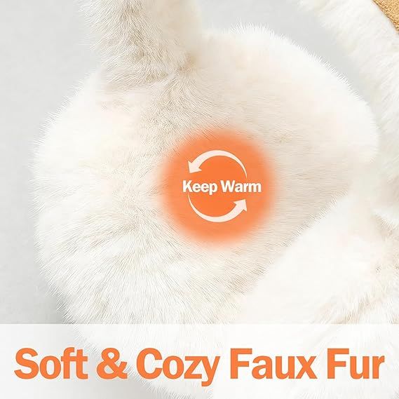 Ear Warmers - Foldable Women's Winter Earmuffs - Plush Faux Fur - Soft and Warm - Suitable for Outdoor Use - Cold Weather Protection