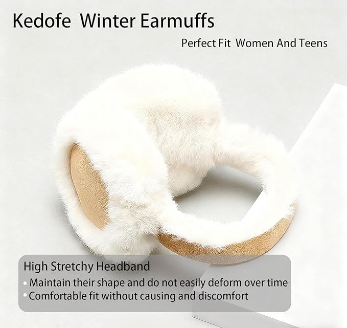 Ear Warmers - Foldable Women's Winter Earmuffs - Plush Faux Fur - Soft and Warm - Suitable for Outdoor Use - Cold Weather Protection