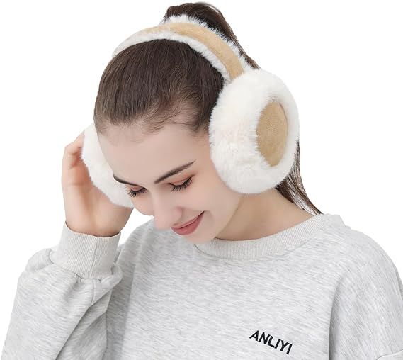 Ear Warmers - Foldable Women's Winter Earmuffs - Plush Faux Fur - Soft and Warm - Suitable for Outdoor Use - Cold Weather Protection