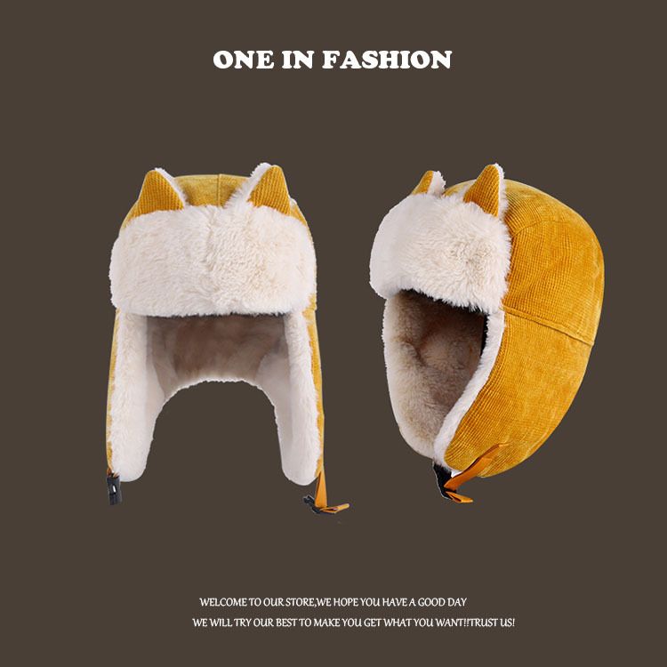 Women's Winter Hat (Head Circumference: 56-58 cm) - Cute Cat Ears - Aviator Hat with Earflaps - Ski Ushanka with Buckle Closure