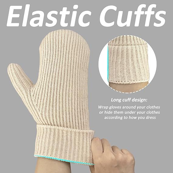 Warm Women's Winter Gloves - Thick Knit - Soft and Comfortable - Fleece Lined for Extra Warmth - The Ideal Gift for Cold Weather Beige