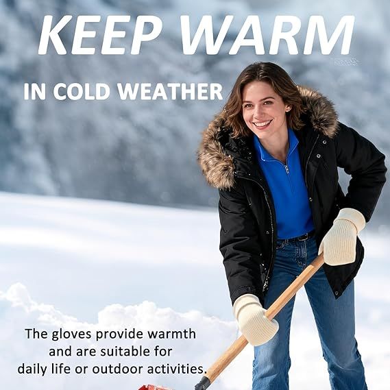 Warm Women's Winter Gloves - Thick Knit - Soft and Comfortable - Fleece Lined for Extra Warmth - The Ideal Gift for Cold Weather Beige