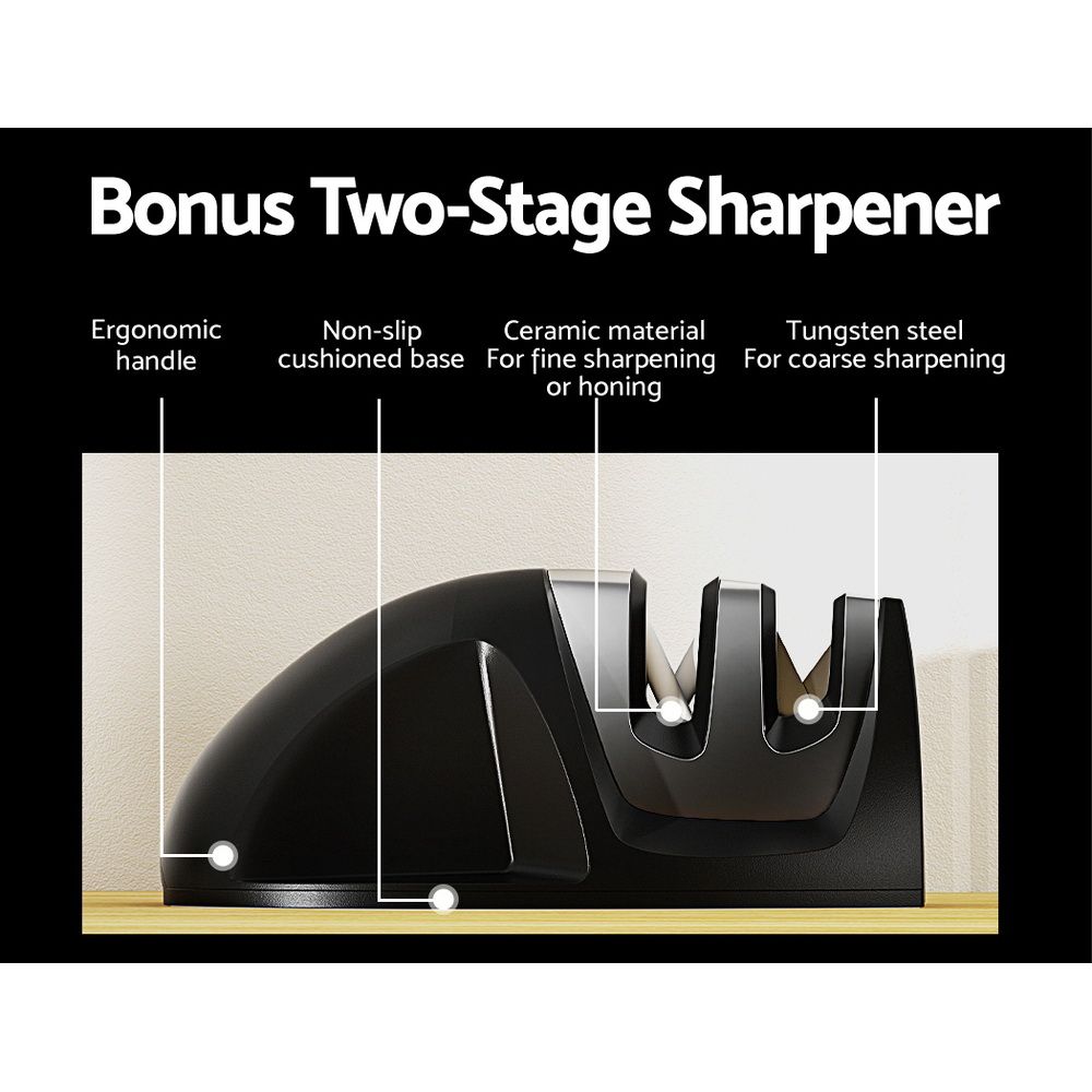 7-Piece Kitchen Knife Set with Sharpener, Stainless Steel Non-Stick Blades