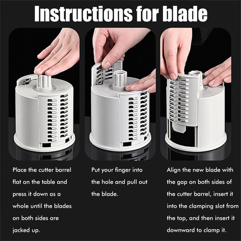 Manual Rotary Drum Grater, Vegetable Slicer, Chopper and Cheese Grater for Kitchen