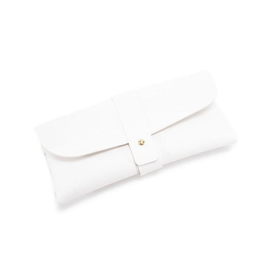 White PU Leather Eyeglass Case, Soft Protective Pouch for Sunglasses and Reading Glasses