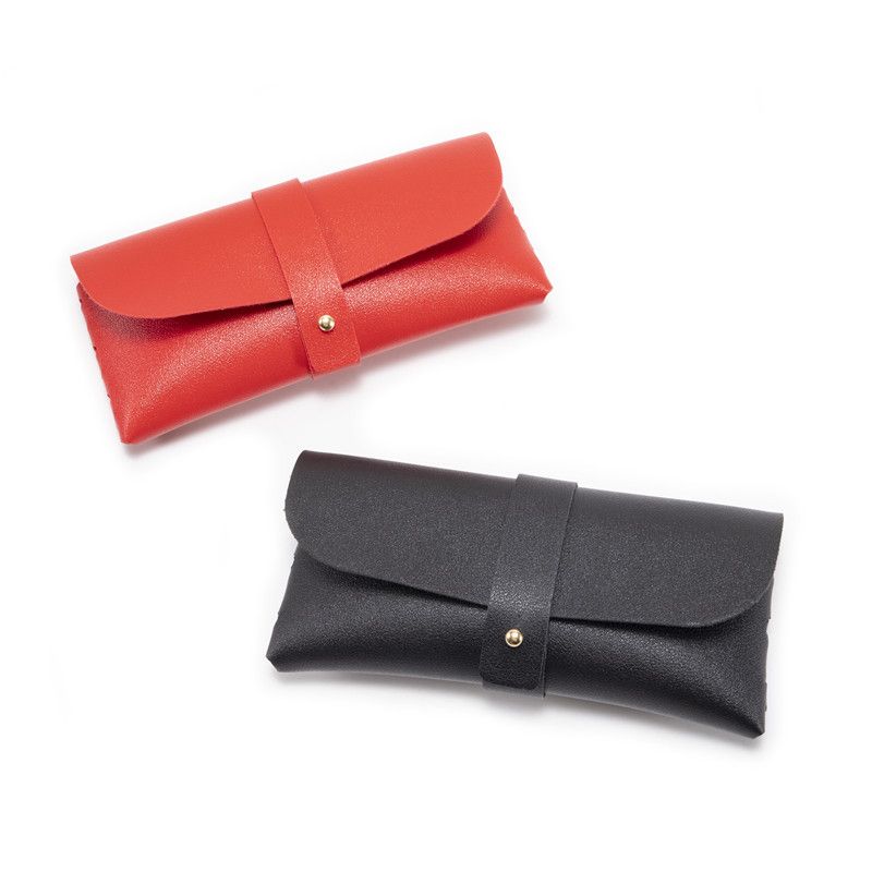 White PU Leather Eyeglass Case, Soft Protective Pouch for Sunglasses and Reading Glasses