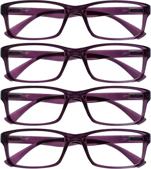Purple Reading Glasses 4-pack Value Designer Style Men Women(+4.00)
