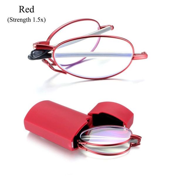 Foldable reading glasses,  compact  for men and women（Red 100）