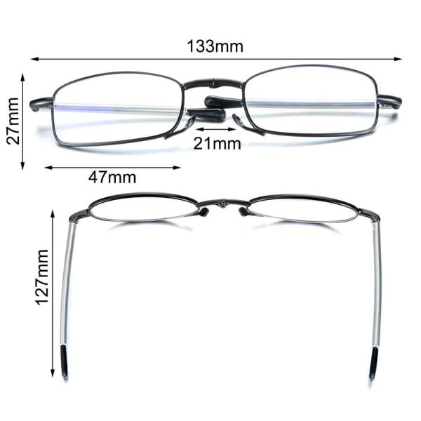 Foldable reading glasses,  compact  for men and women（Red 200）