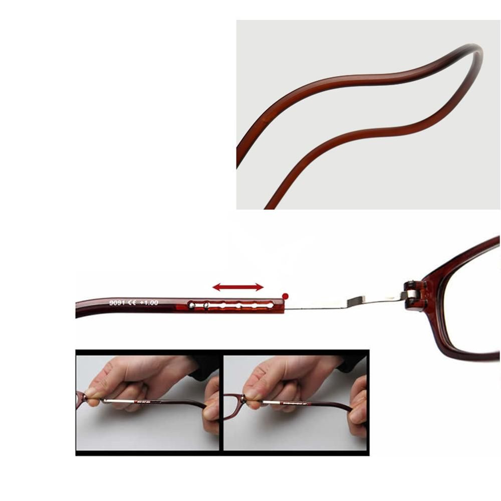 Smart Reading Glasses with Magnet Black +3