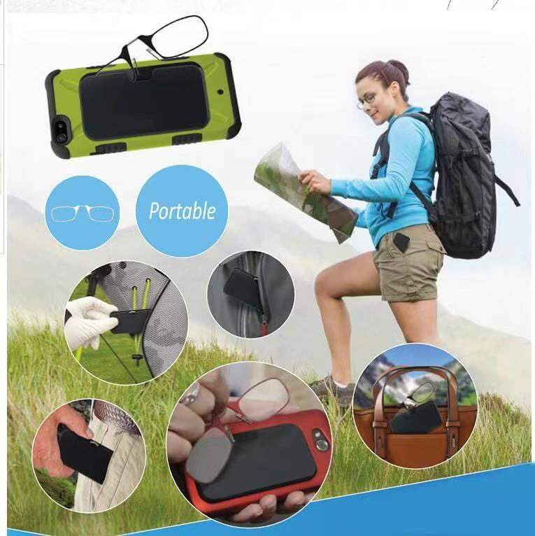 Nose Clip Reading Glasses No Legs Mini Portable Presbyopic Glasses With Sticky Phone Case Ultra Light PC Lens Readers +1.00