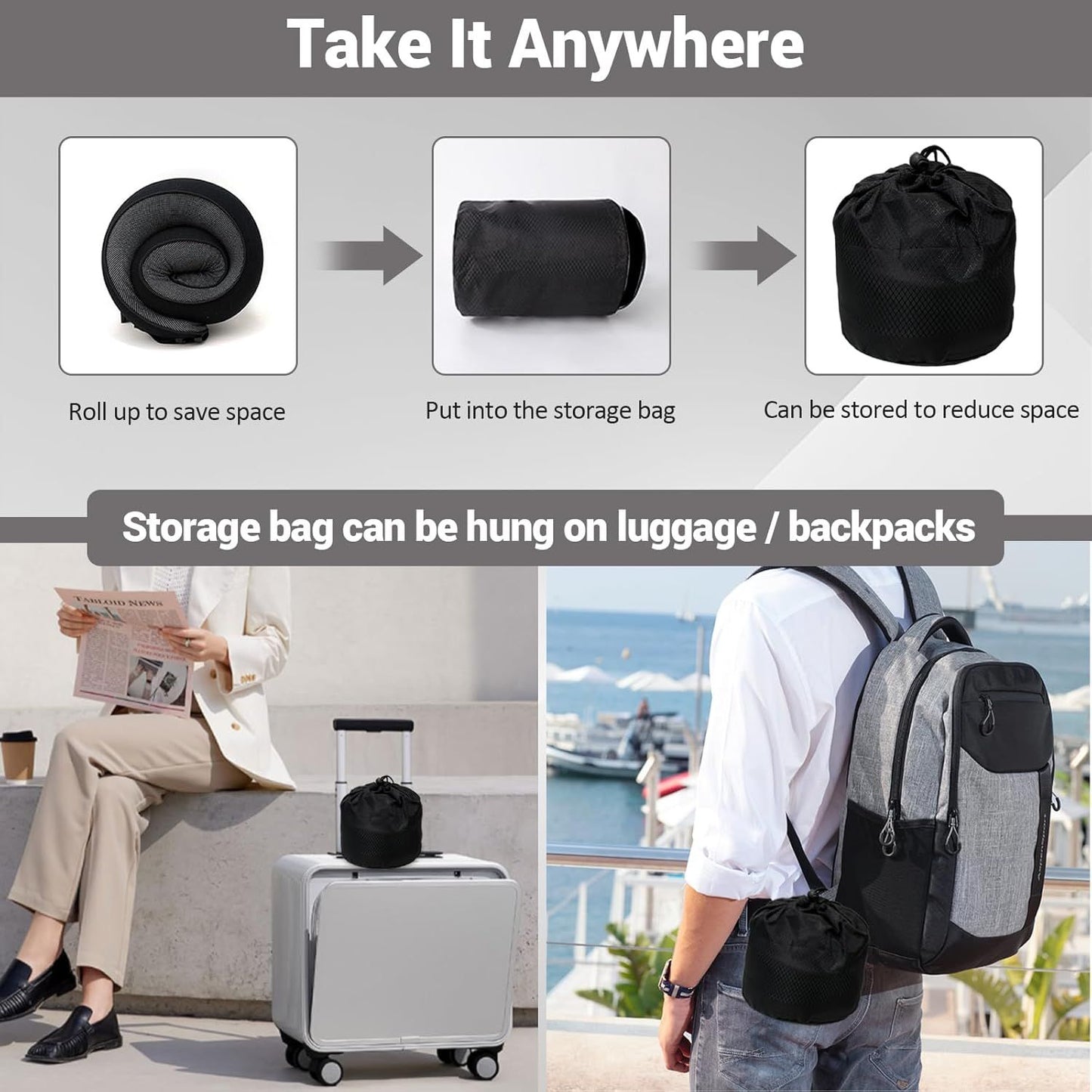 Travel Neck Pillow U-Shaped Memory Cotton for Airplane Sleep and Neck Support Black