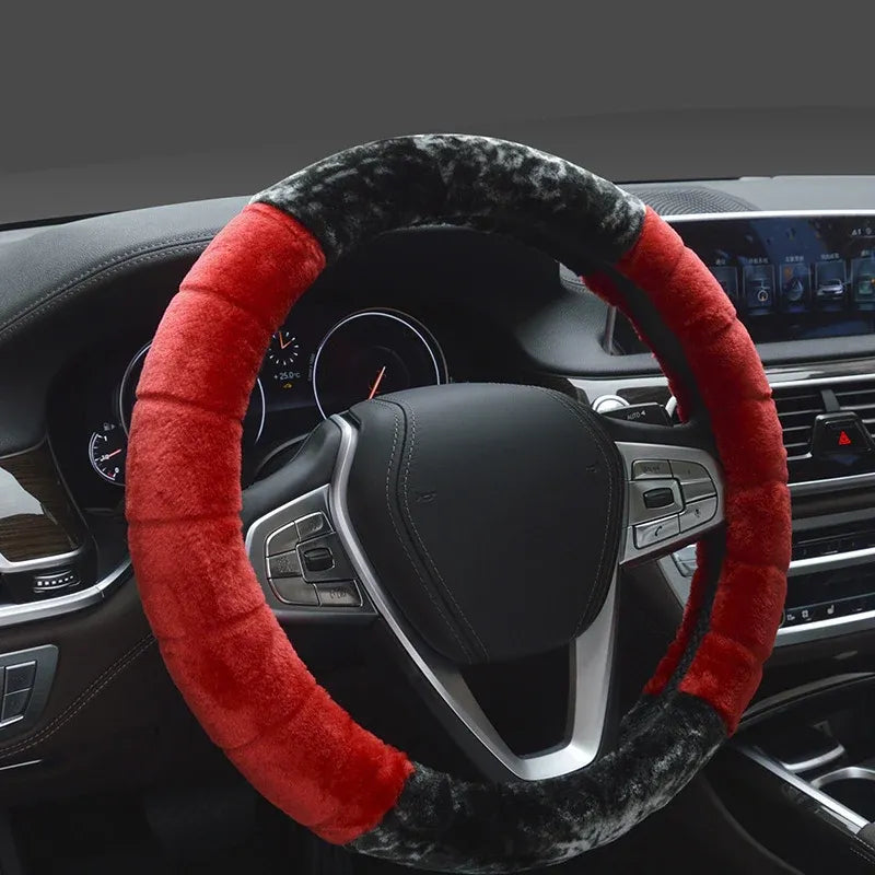 Super Soft Plush Car Steering Wheel Cover Faux Fur Winter Warm Black B