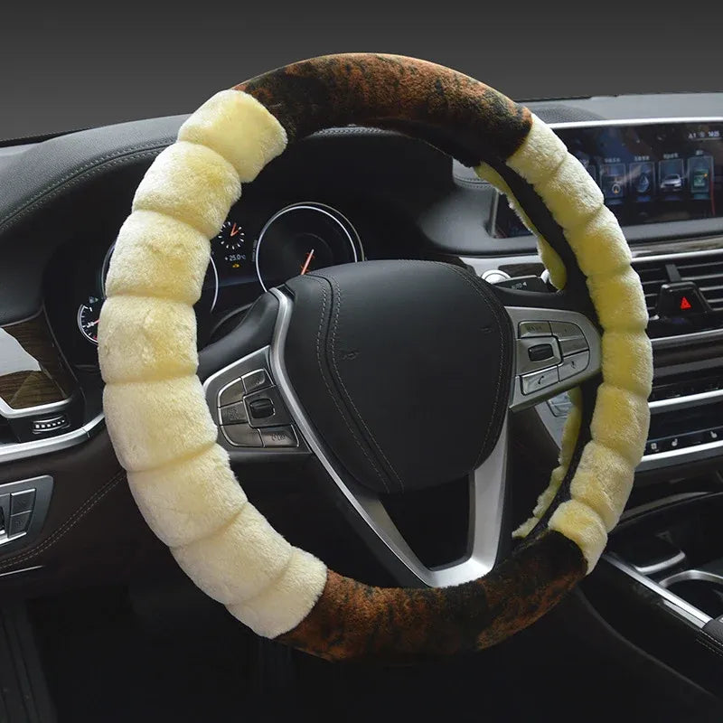 Super Soft Plush Car Steering Wheel Cover Faux Fur Winter Warm Black B