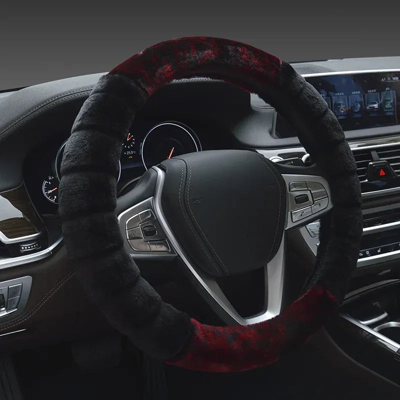 Super Soft Plush Car Steering Wheel Cover Faux Fur Winter Warm Black B