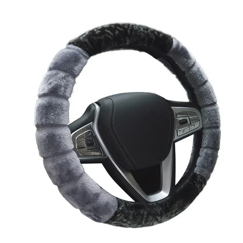 Super Soft Plush Car Steering Wheel Cover Faux Fur Winter Warm Black B