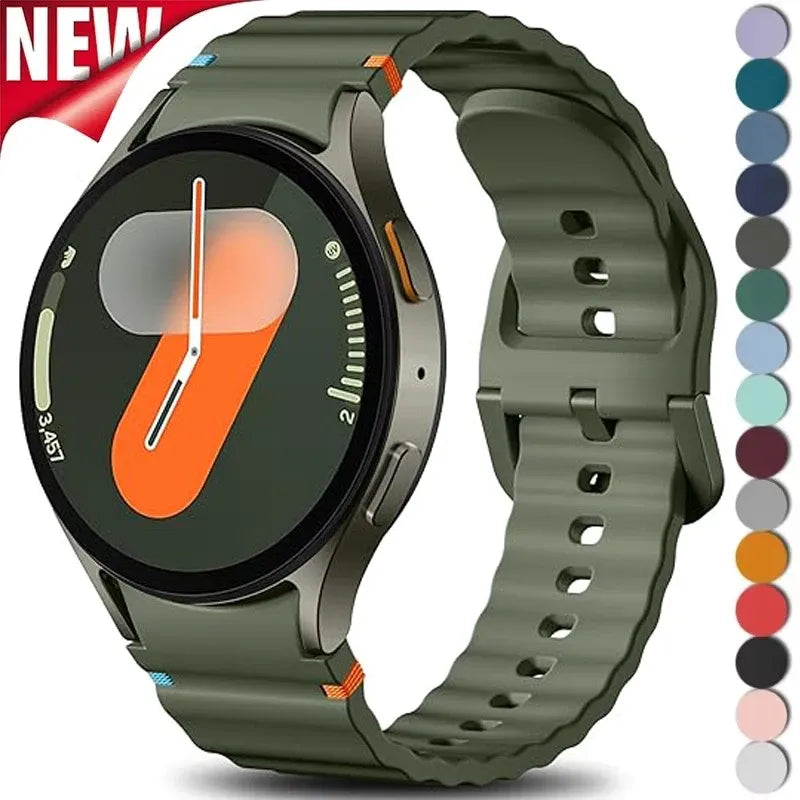 No Gap Sport Silicone Watch Band Compatible with Samsung Galaxy Watch 7 FE 5 Pro 6 4 Classic Black SM7 NO, 40mm 44mm
