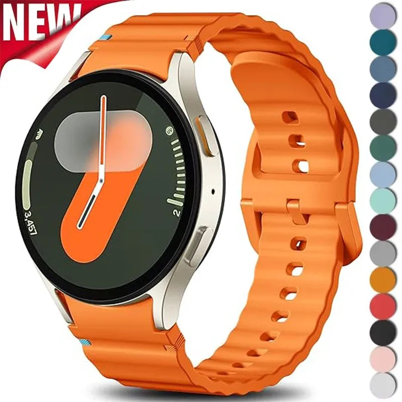 No Gap Sport Silicone Watch Band Compatible with Samsung Galaxy Watch 7 FE 5 Pro 6 4 Classic Black SM7 NO, 40mm 44mm