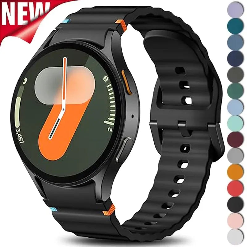 No Gap Sport Silicone Watch Band Compatible with Samsung Galaxy Watch 7 FE 5 Pro 6 4 Classic Orange SM7 NO, 40mm 44mm