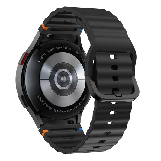 Silicone Watch Band Compatible with Samsung Galaxy Watch 4 Classic Black, 42mm 46mm