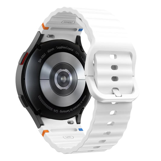Silicone Watch Band Compatible with Samsung Galaxy Watch 4 Classic White, 42mm 46mm