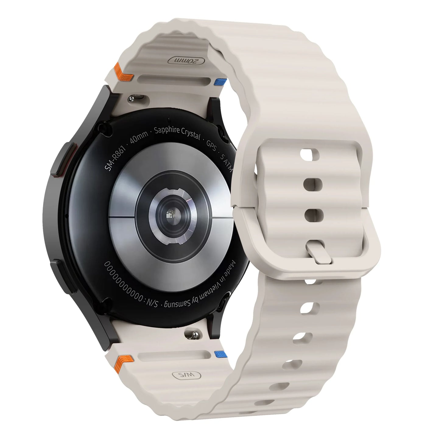 Silicone Watch Band Compatible with Samsung Galaxy Watch 6 Classic Starlight, 42mm 46mm
