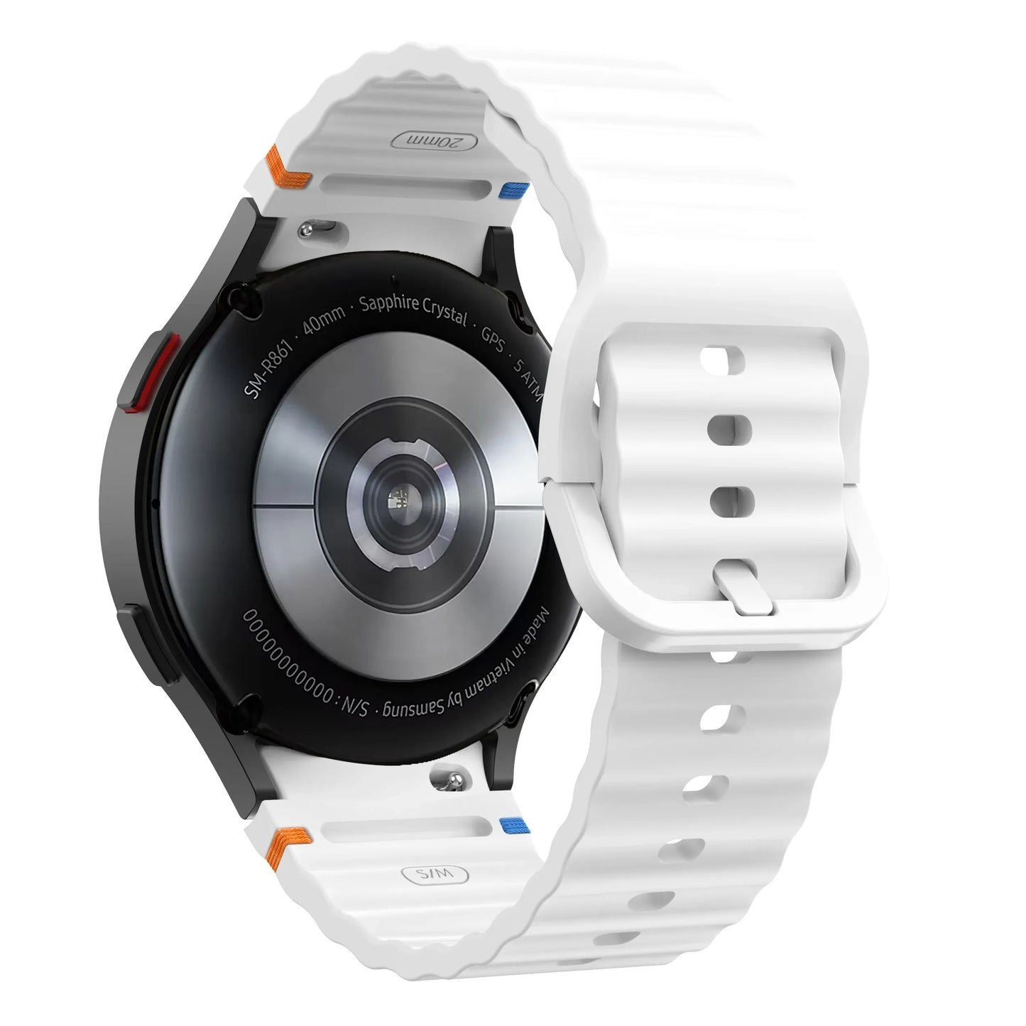 Silicone Watch Band Compatible with Samsung Galaxy Watch 6 White, 40mm 44mm