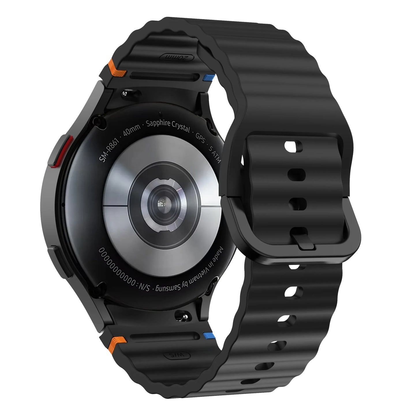 Silicone Watch Band Compatible with Samsung Galaxy Watch 7 Black, 40mm 44mm