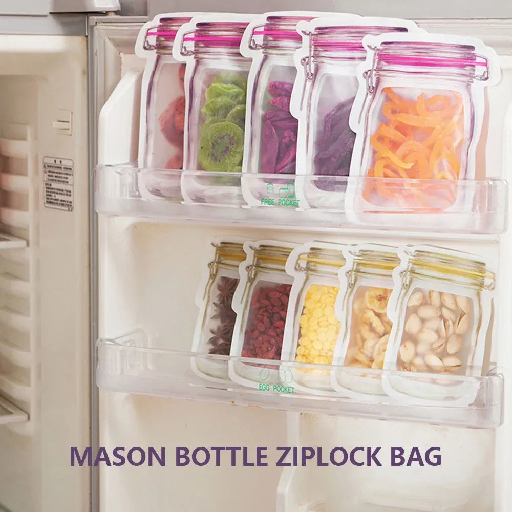 20 Pack Reusable Mason Jar Food Storage Bags, Zipper Seal Snack Bags for Kitchen Travel, 3 Sizes
