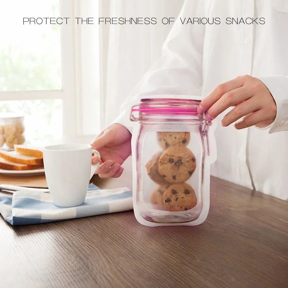 20 Pack Reusable Mason Jar Food Storage Bags, Zipper Seal Snack Bags for Kitchen Travel, 3 Sizes