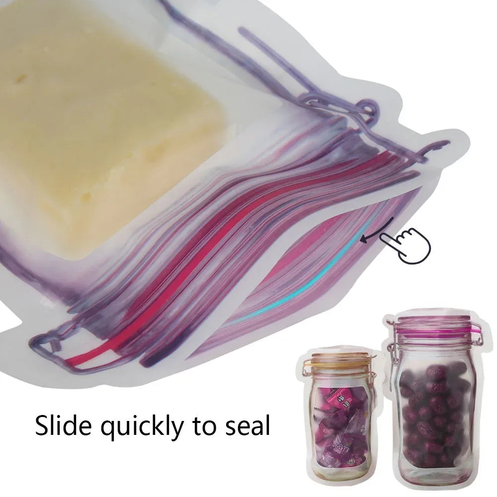 20 Pack Reusable Mason Jar Food Storage Bags, Zipper Seal Snack Bags for Kitchen Travel, 3 Sizes